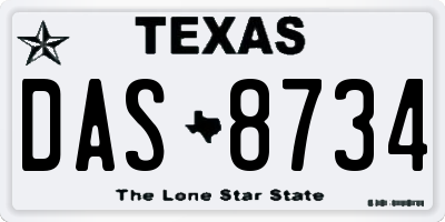 TX license plate DAS8734