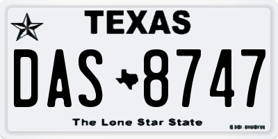 TX license plate DAS8747