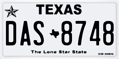TX license plate DAS8748