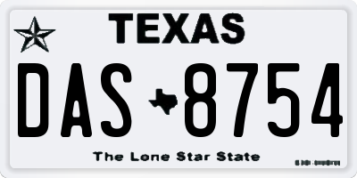TX license plate DAS8754