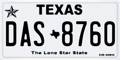 TX license plate DAS8760
