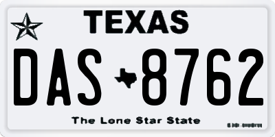 TX license plate DAS8762