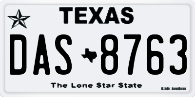 TX license plate DAS8763