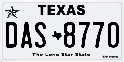 TX license plate DAS8770