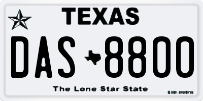 TX license plate DAS8800