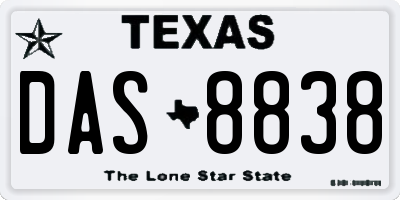 TX license plate DAS8838
