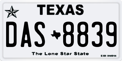 TX license plate DAS8839