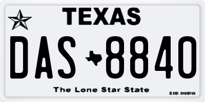 TX license plate DAS8840
