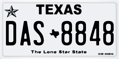 TX license plate DAS8848