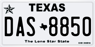 TX license plate DAS8850