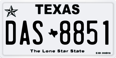 TX license plate DAS8851
