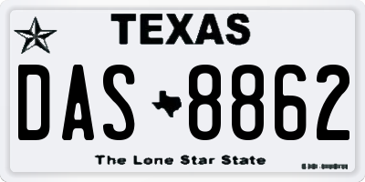TX license plate DAS8862