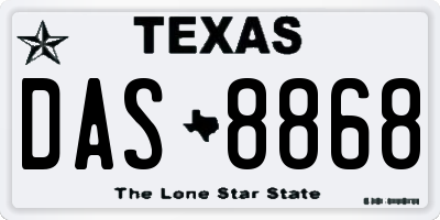 TX license plate DAS8868