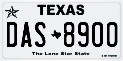 TX license plate DAS8900