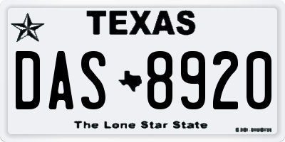 TX license plate DAS8920