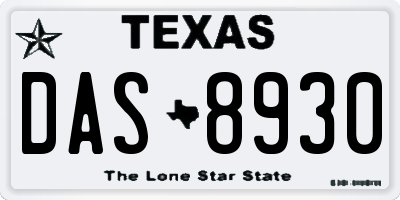 TX license plate DAS8930