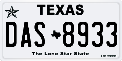 TX license plate DAS8933