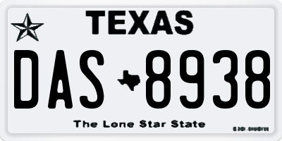 TX license plate DAS8938