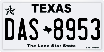 TX license plate DAS8953