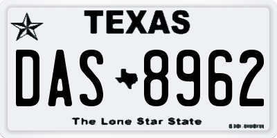TX license plate DAS8962