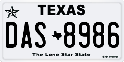 TX license plate DAS8986