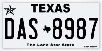 TX license plate DAS8987