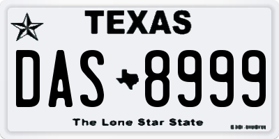 TX license plate DAS8999