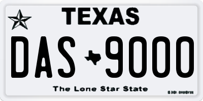 TX license plate DAS9000