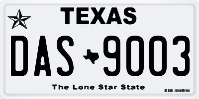 TX license plate DAS9003