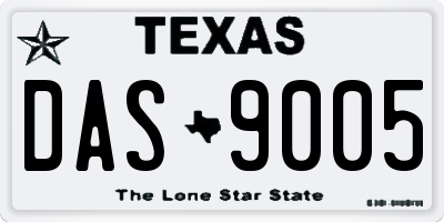 TX license plate DAS9005