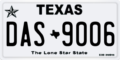 TX license plate DAS9006