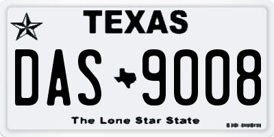 TX license plate DAS9008