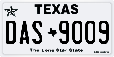 TX license plate DAS9009