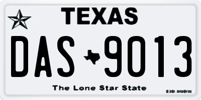 TX license plate DAS9013