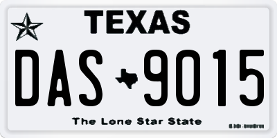 TX license plate DAS9015