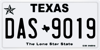 TX license plate DAS9019