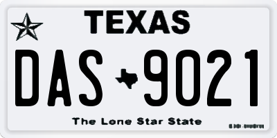 TX license plate DAS9021
