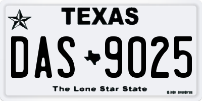 TX license plate DAS9025