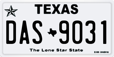 TX license plate DAS9031