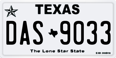 TX license plate DAS9033