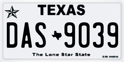 TX license plate DAS9039