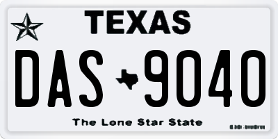 TX license plate DAS9040
