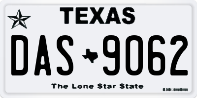 TX license plate DAS9062