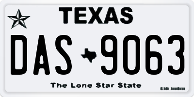 TX license plate DAS9063