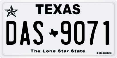 TX license plate DAS9071
