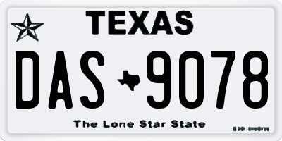 TX license plate DAS9078