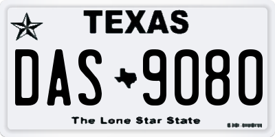 TX license plate DAS9080