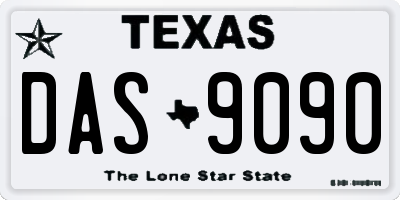 TX license plate DAS9090