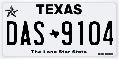 TX license plate DAS9104