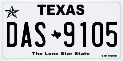TX license plate DAS9105